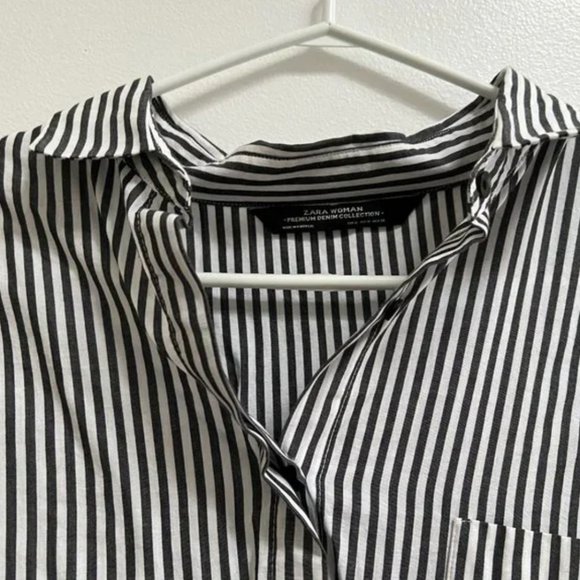 Zara Striped Shirt with Bandana Tie M - Picture 3 of 7